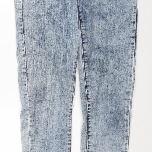 Denim & Co. Womens Blue Cotton Skinny Jeans Size 12 L28 in Regular Zip - Acid Wash