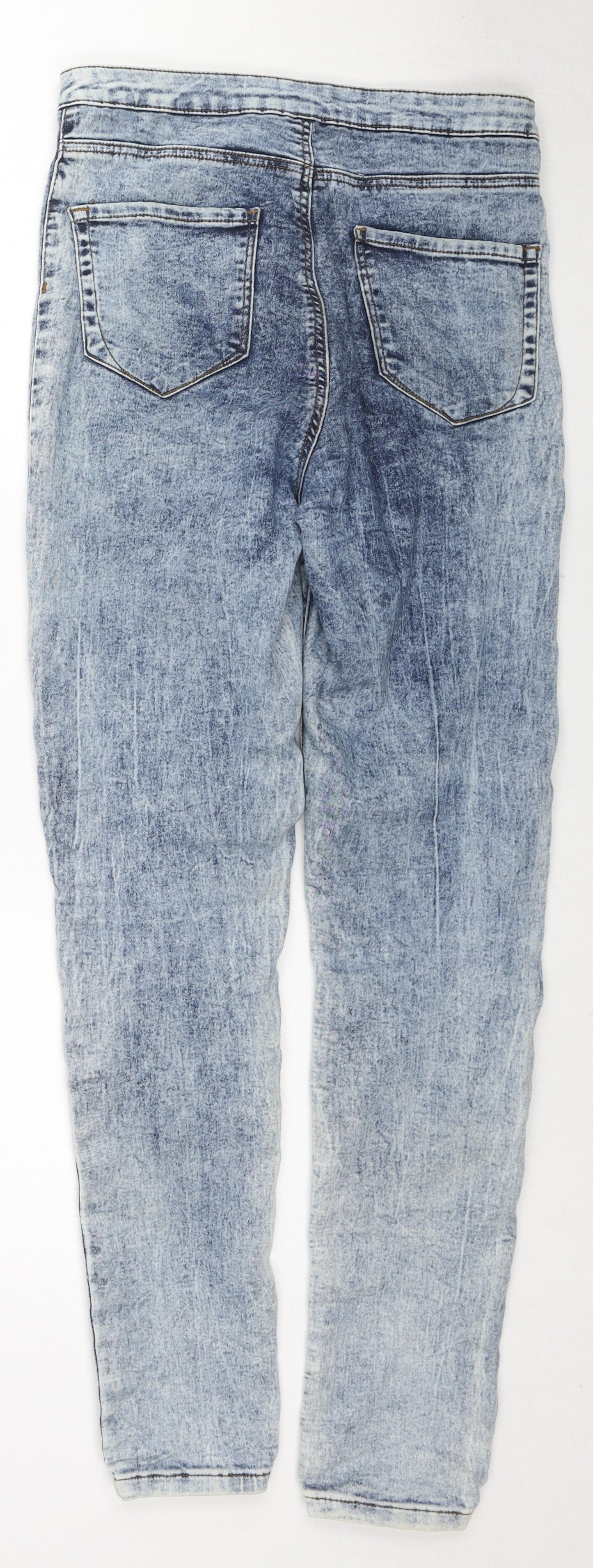 Denim & Co. Womens Blue Cotton Skinny Jeans Size 12 L28 in Regular Zip - Acid Wash
