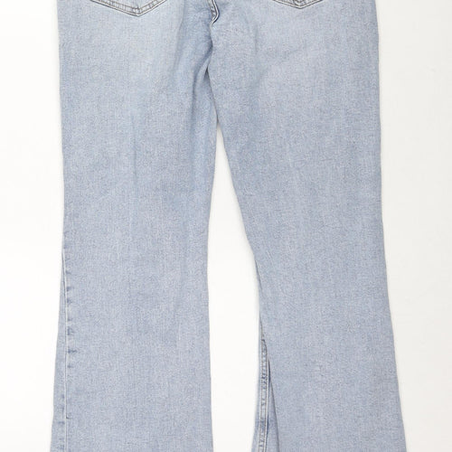 H&M Womens Blue Cotton Bootcut Jeans Size 12 Regular Zip