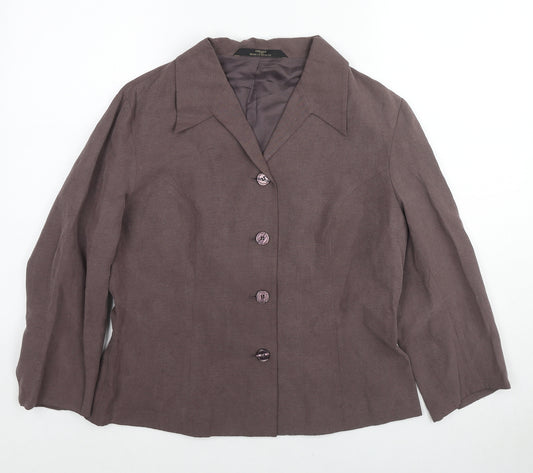 St Michael Womens Brown Jacket Blazer Size 14 Button
