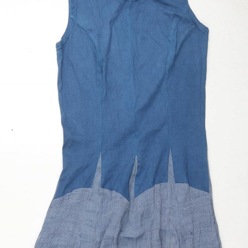 Klass Womens Blue Cotton Maxi Size 10 Scoop Neck Pullover - Ombre