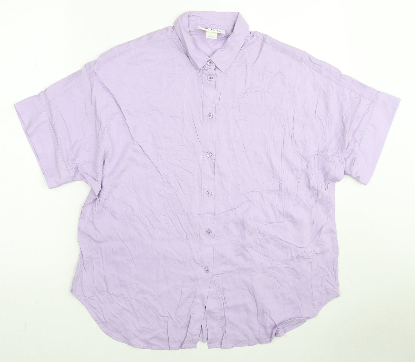 Monki Womens Purple Viscose Basic Button-Up Size XS Collared