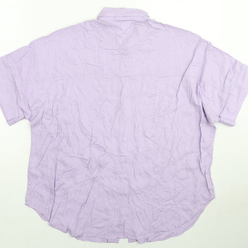 Monki Womens Purple Viscose Basic Button-Up Size XS Collared