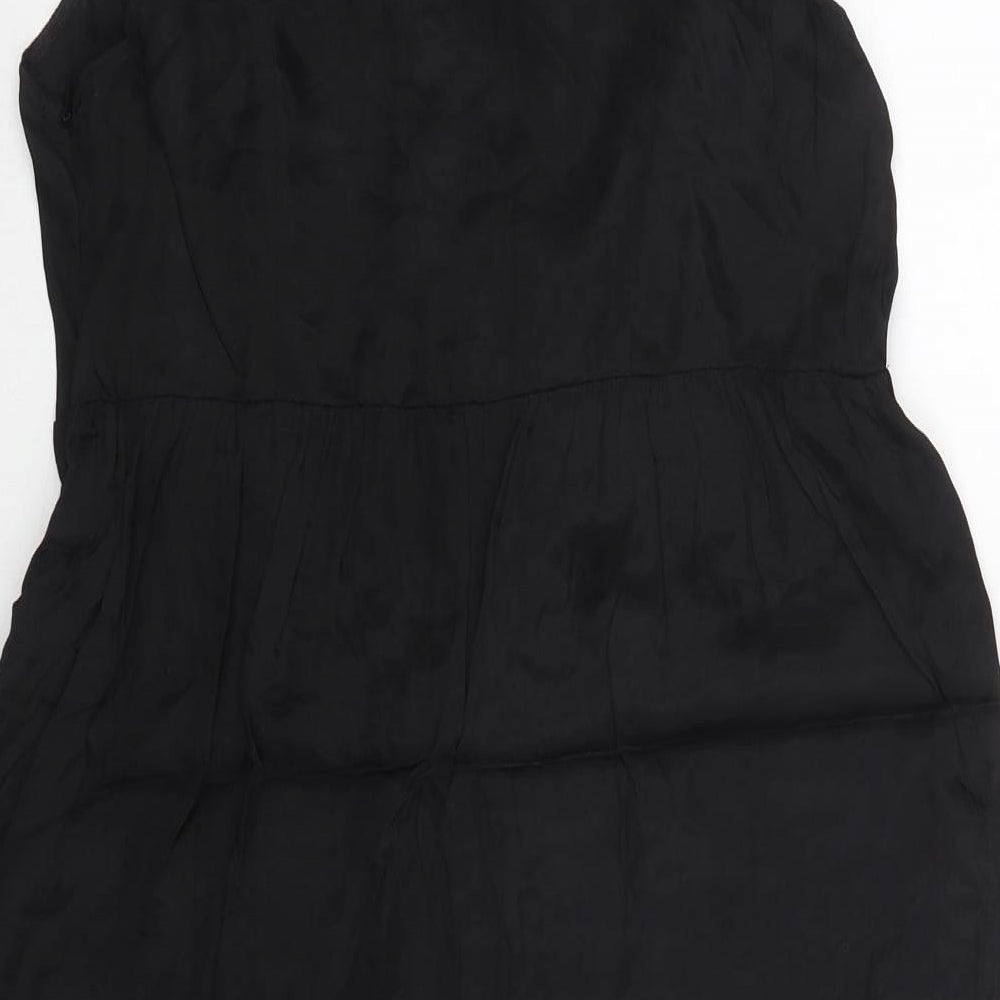 Country Road Womens Black Viscose Fit & Flare Size S V-Neck Button - Frill