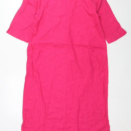 Marks and Spencer Womens Pink Linen Kaftan Size 10 V-Neck Pullover