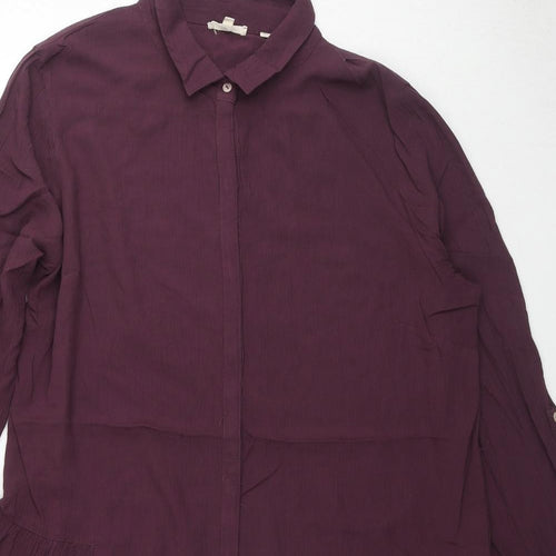Fat Face Womens Purple Viscose Shirt Dress Size 14 Collared Button