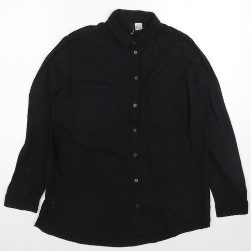 Divided by H&M Womens Black Viscose Basic Button-Up Size 10 Collared