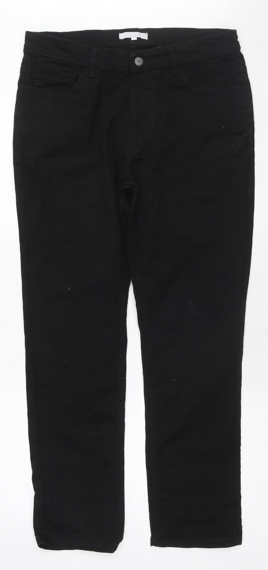 Red Herring Mens Black Cotton Straight Jeans Size 34 in L28 in Regular Zip