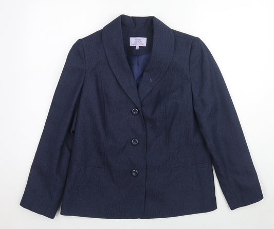 EWM Womens Blue Jacket Blazer Size 12 Button