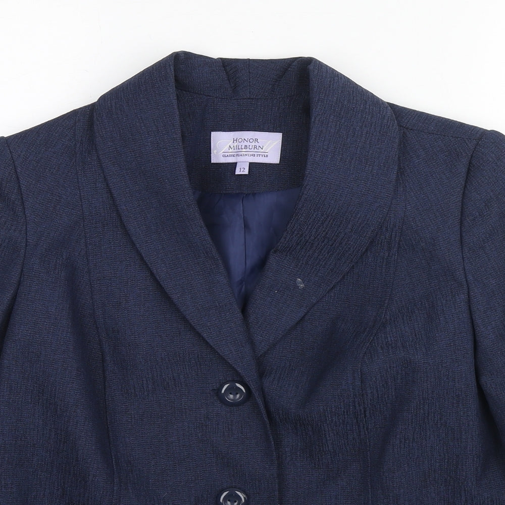 EWM Womens Blue Jacket Blazer Size 12 Button