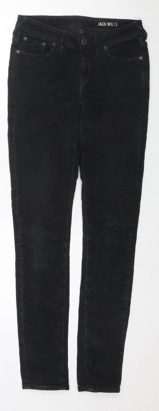 Jack Wills Womens Black Herringbone Cotton Skinny Jeans Size 26 in L32 in Regular Zip