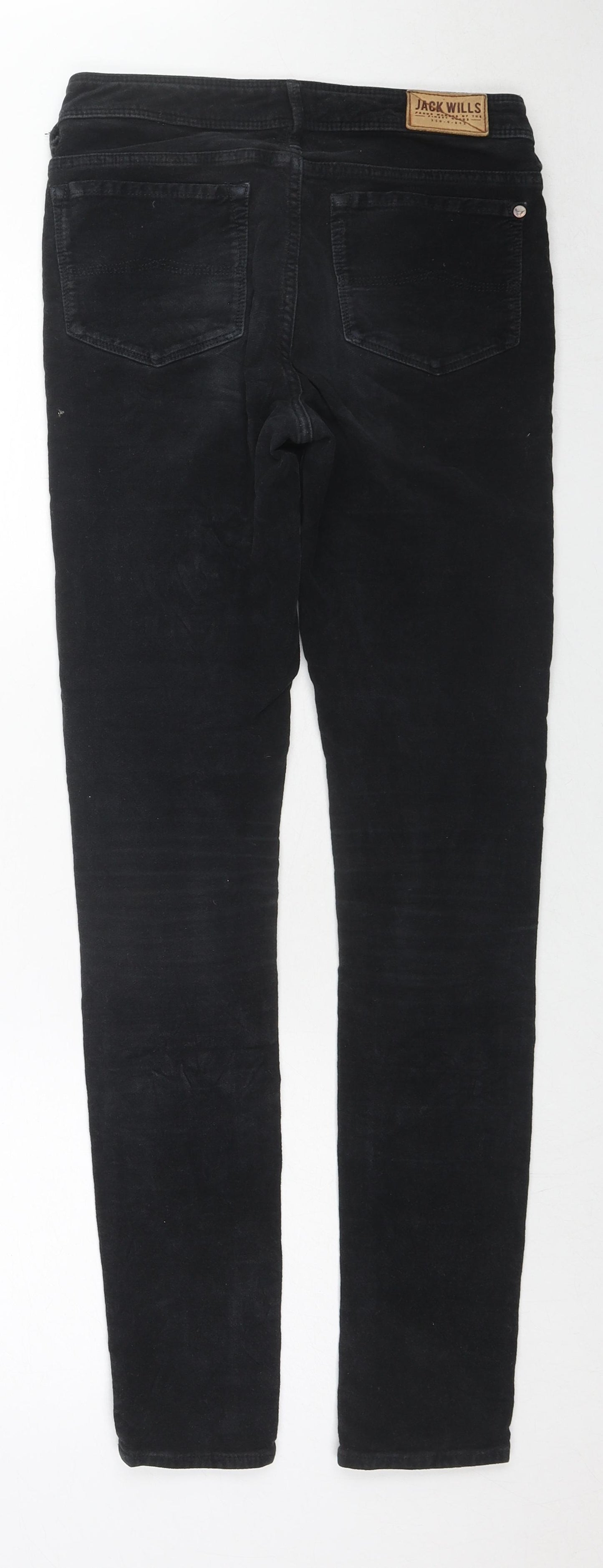 Jack Wills Womens Black Herringbone Cotton Skinny Jeans Size 26 in L32 in Regular Zip