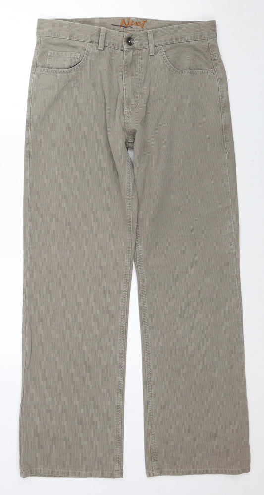 NEXT Mens Beige Cotton Straight Jeans Size 34 in L31 in Regular Zip