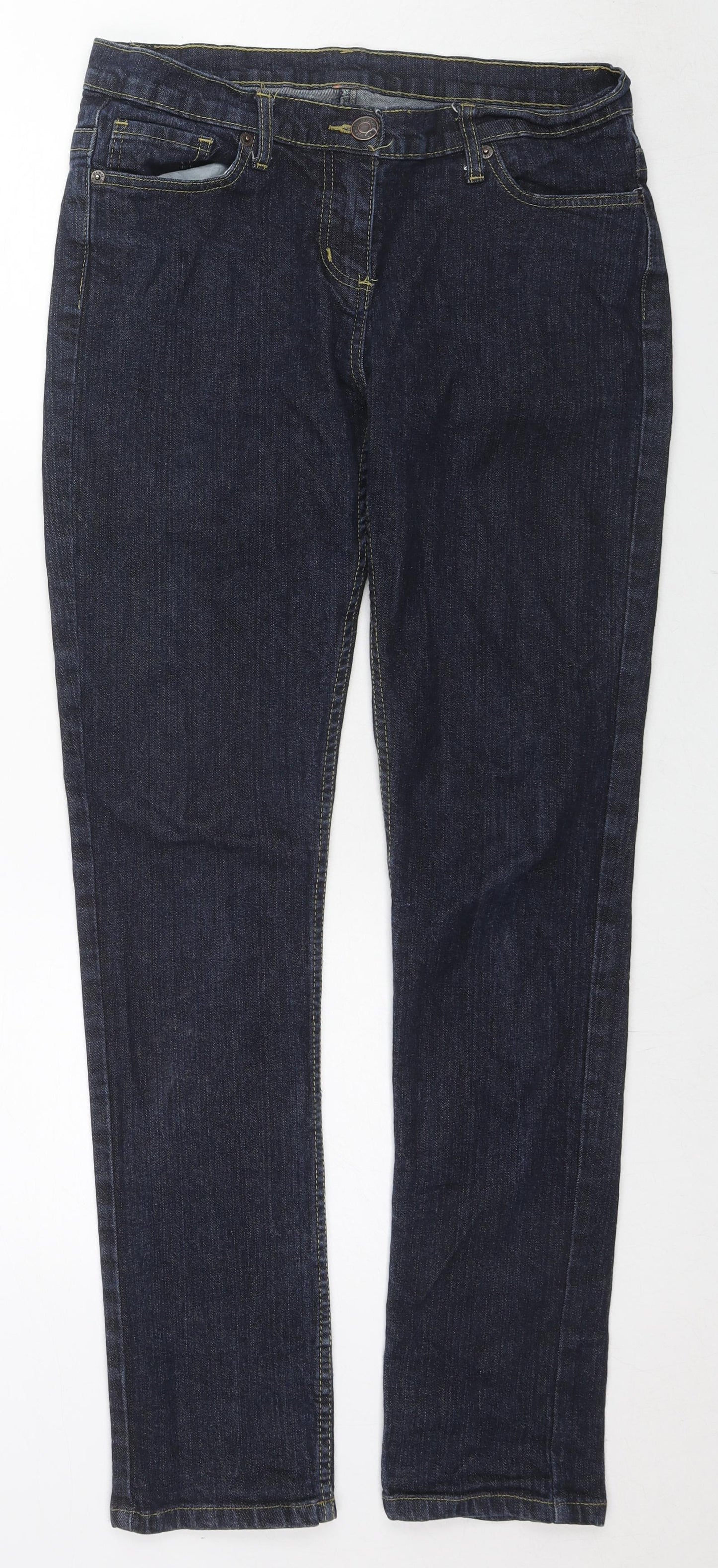 Denim & Co. Womens Blue Cotton Straight Jeans Size 32 in L30 in Regular Zip