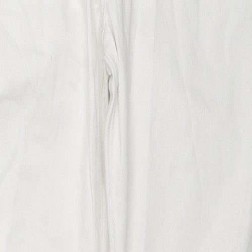 Wallis Womens White Cotton Straight Jeans Size 12 L28 in Regular Zip