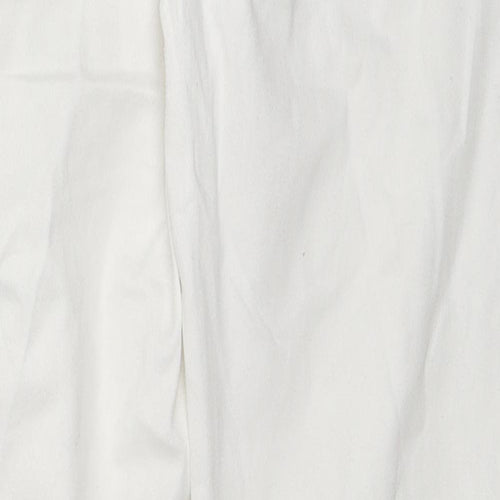 Wallis Womens White Cotton Straight Jeans Size 12 L28 in Regular Zip