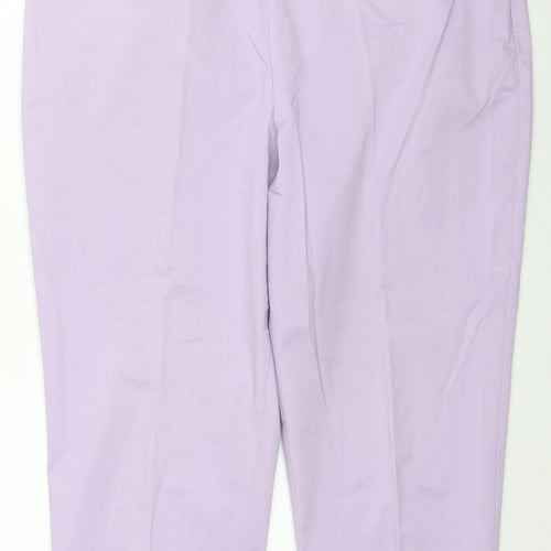 Marks and Spencer Womens Purple Cotton Cropped Trousers Size 18 L21 in Regular Zip