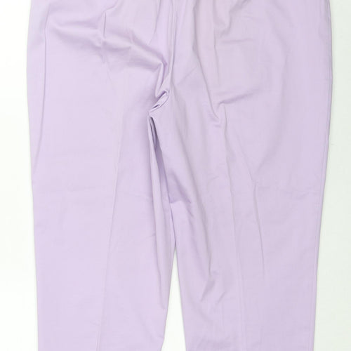 Marks and Spencer Womens Purple Cotton Cropped Trousers Size 18 L21 in Regular Zip