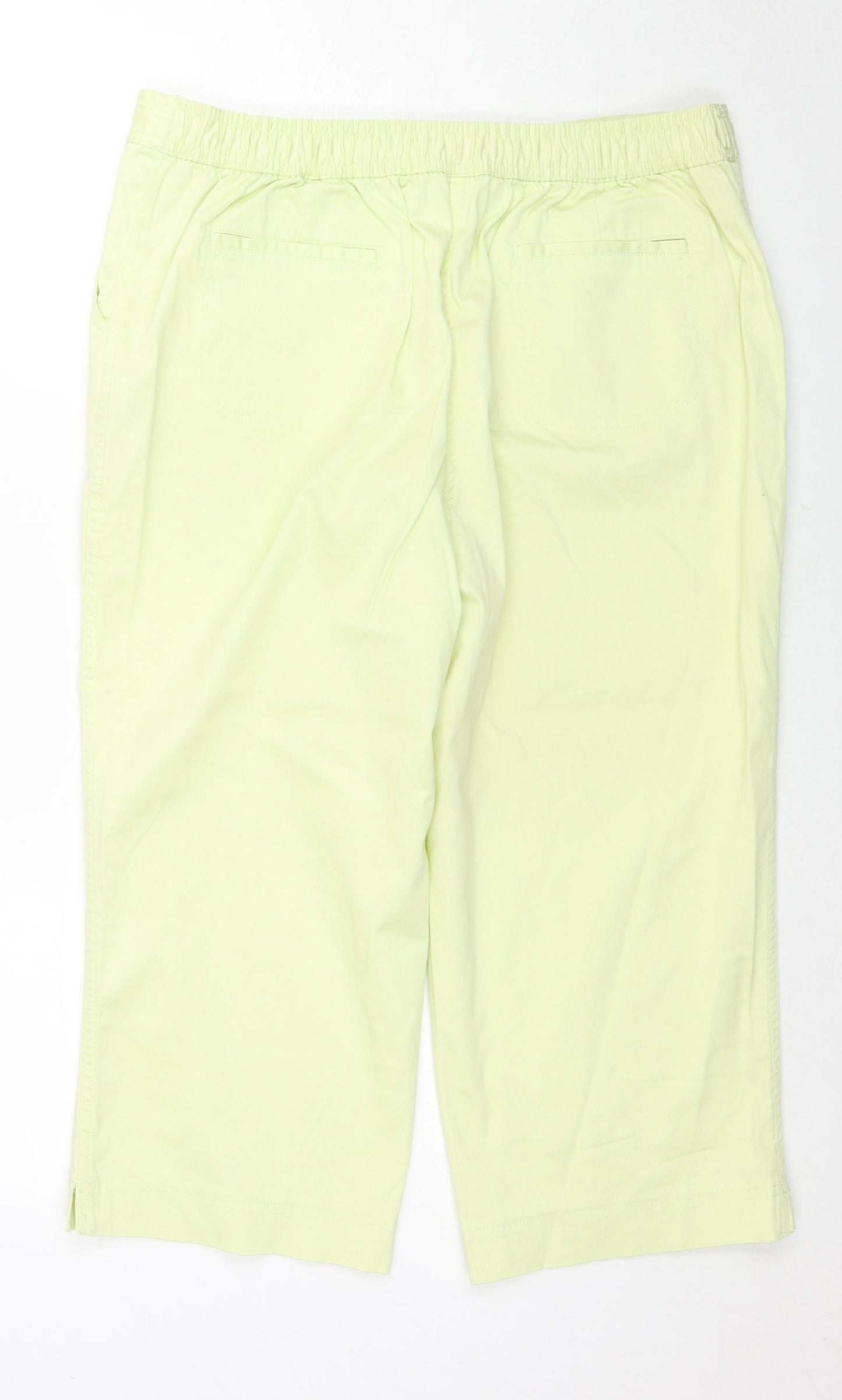 Bonmarché Womens Green Cotton Cropped Trousers Size 16 L20 in Regular Zip - Drawstring