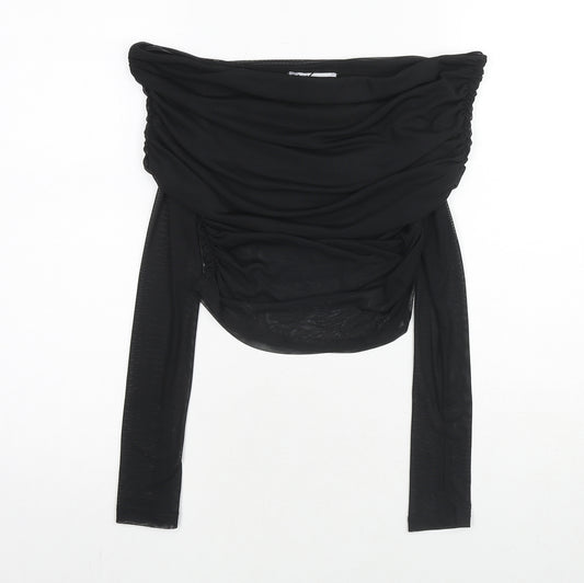 Rita Ora Womens Black Polyester Basic Blouse Size 10 Scoop Neck