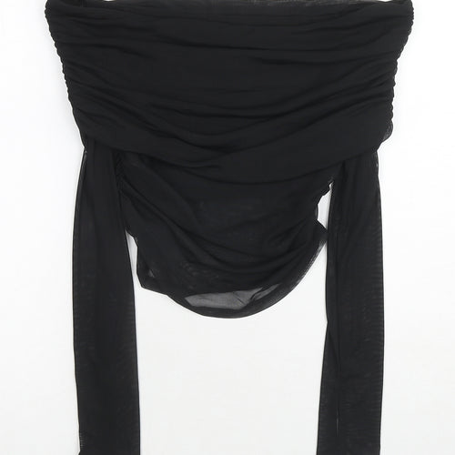 Rita Ora Womens Black Polyester Basic Blouse Size 10 Scoop Neck