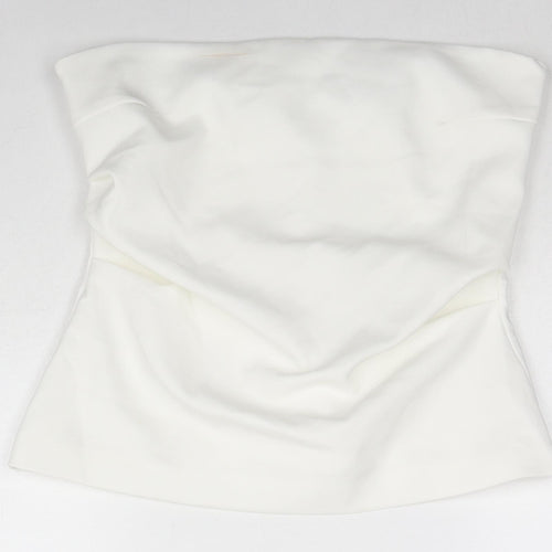 Zara Womens White Polyester Basic Tank Size L Off the Shoulder