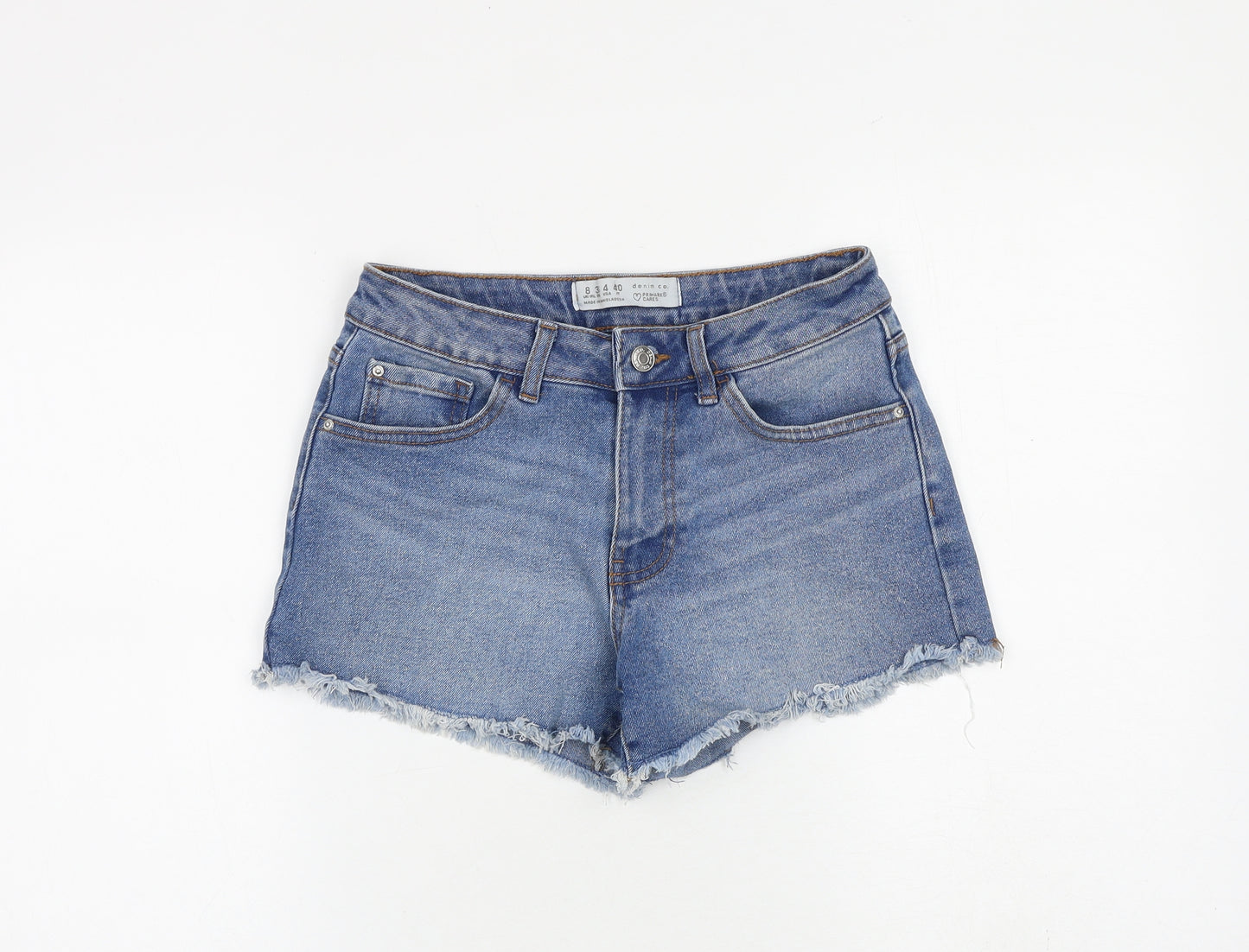 Denim & Co. Womens Blue Cotton Cut-Off Shorts Size 8 Regular Zip