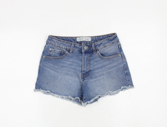 Denim & Co. Womens Blue Cotton Cut-Off Shorts Size 8 Regular Zip