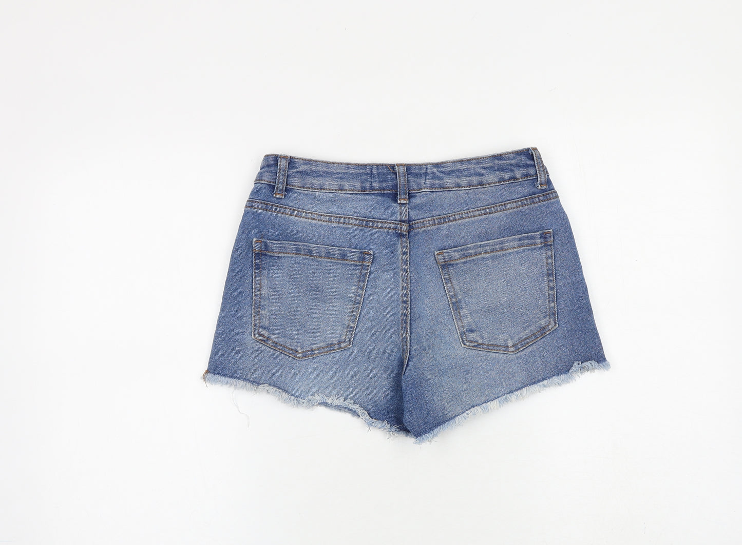 Denim & Co. Womens Blue Cotton Cut-Off Shorts Size 8 Regular Zip