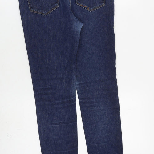 Marks and Spencer Womens Blue Cotton Skinny Jeans Size 12 L28 in Slim Zip