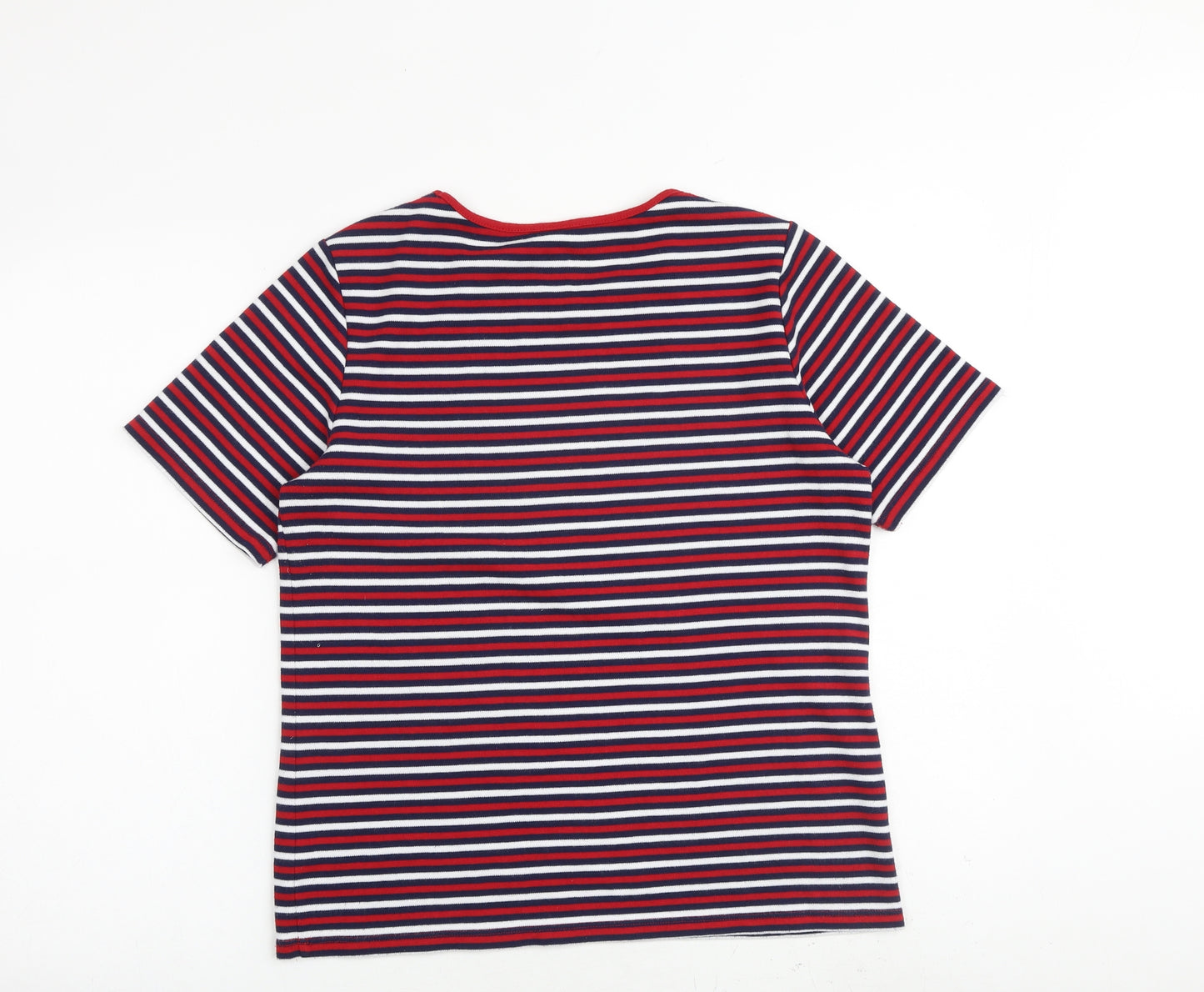 Alia Womens Multicoloured Striped Polyester Basic T-Shirt Size M Round Neck