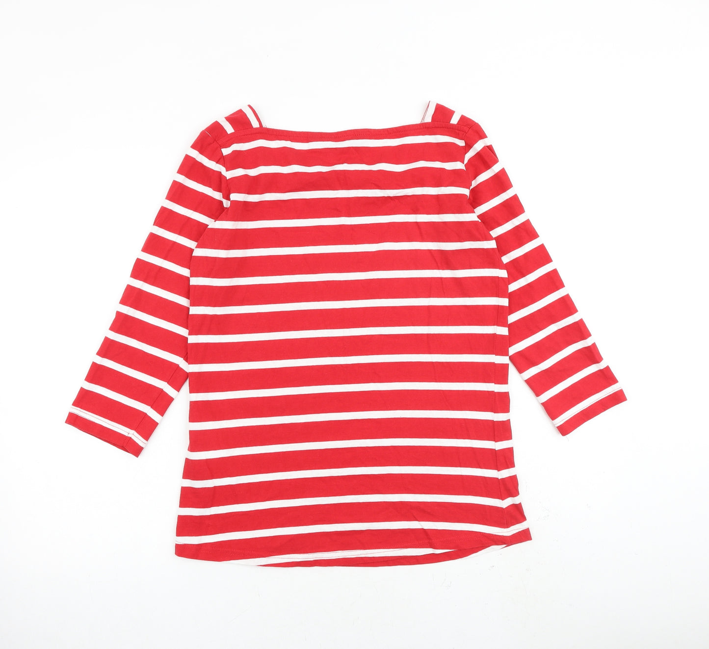 Regatta Womens Red Striped 100% Cotton Basic T-Shirt Size 14 Square Neck