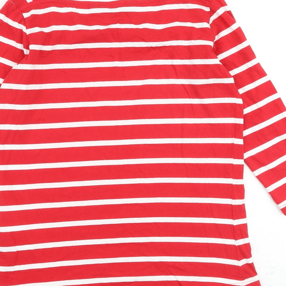 Regatta Womens Red Striped 100% Cotton Basic T-Shirt Size 14 Square Neck