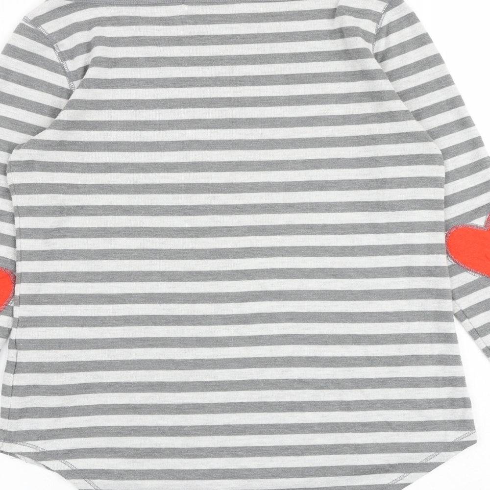 Gap Womens Grey Striped Polyester Basic T-Shirt Size XS Round Neck
