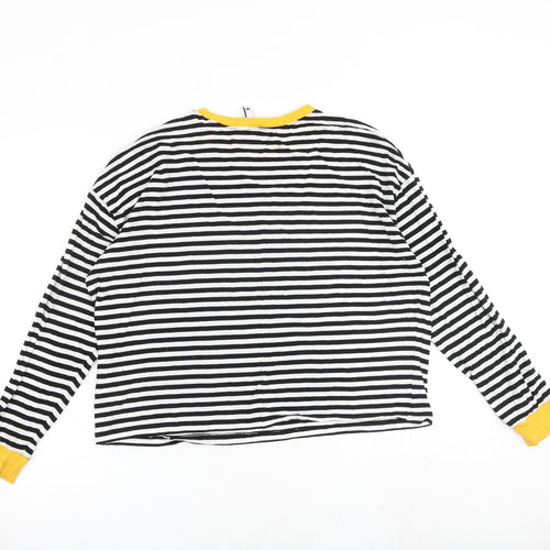 H&M Womens Multicoloured Striped 100% Cotton Basic T-Shirt Size M Round Neck