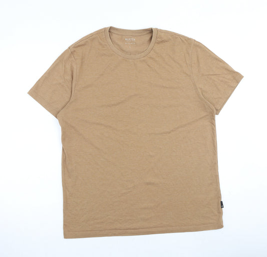 Burton Mens Brown Cotton T-Shirt Size L Crew Neck