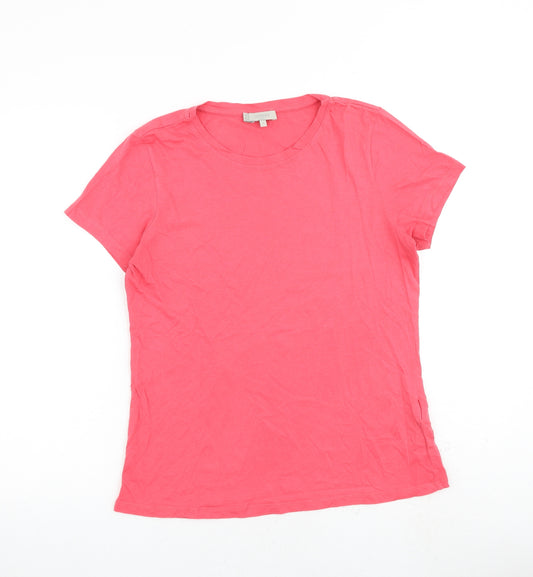 Hobbs Womens Pink 100% Cotton Basic T-Shirt Size M Round Neck