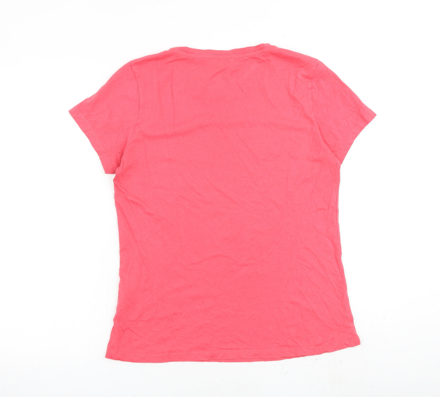 Hobbs Womens Pink 100% Cotton Basic T-Shirt Size M Round Neck