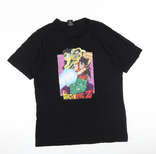 Dragon Ball Z Mens Black Polyester T-Shirt Size L Crew Neck