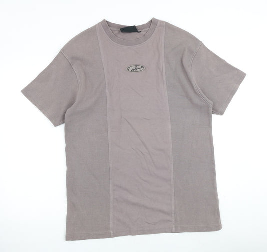 Couture Mens Grey Cotton T-Shirt Size M Crew Neck