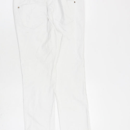 Dunnes Stores Womens White Cotton Straight Jeans Size 12 L27 in Regular Zip