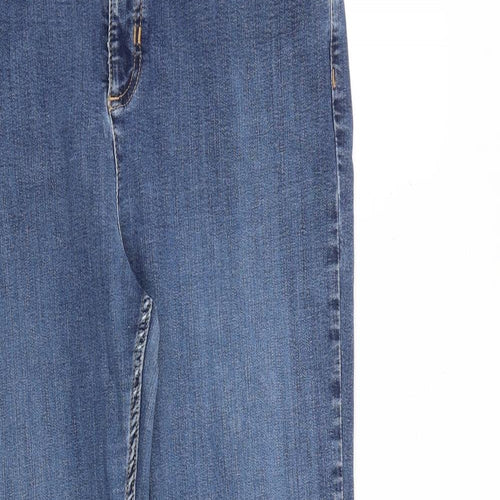 Marks and Spencer Womens Blue Cotton Straight Jeans Size 16 L28 in Regular Zip