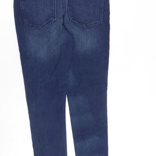Marks and Spencer Womens Blue Cotton Skinny Jeans Size 12 L28 in Slim Zip