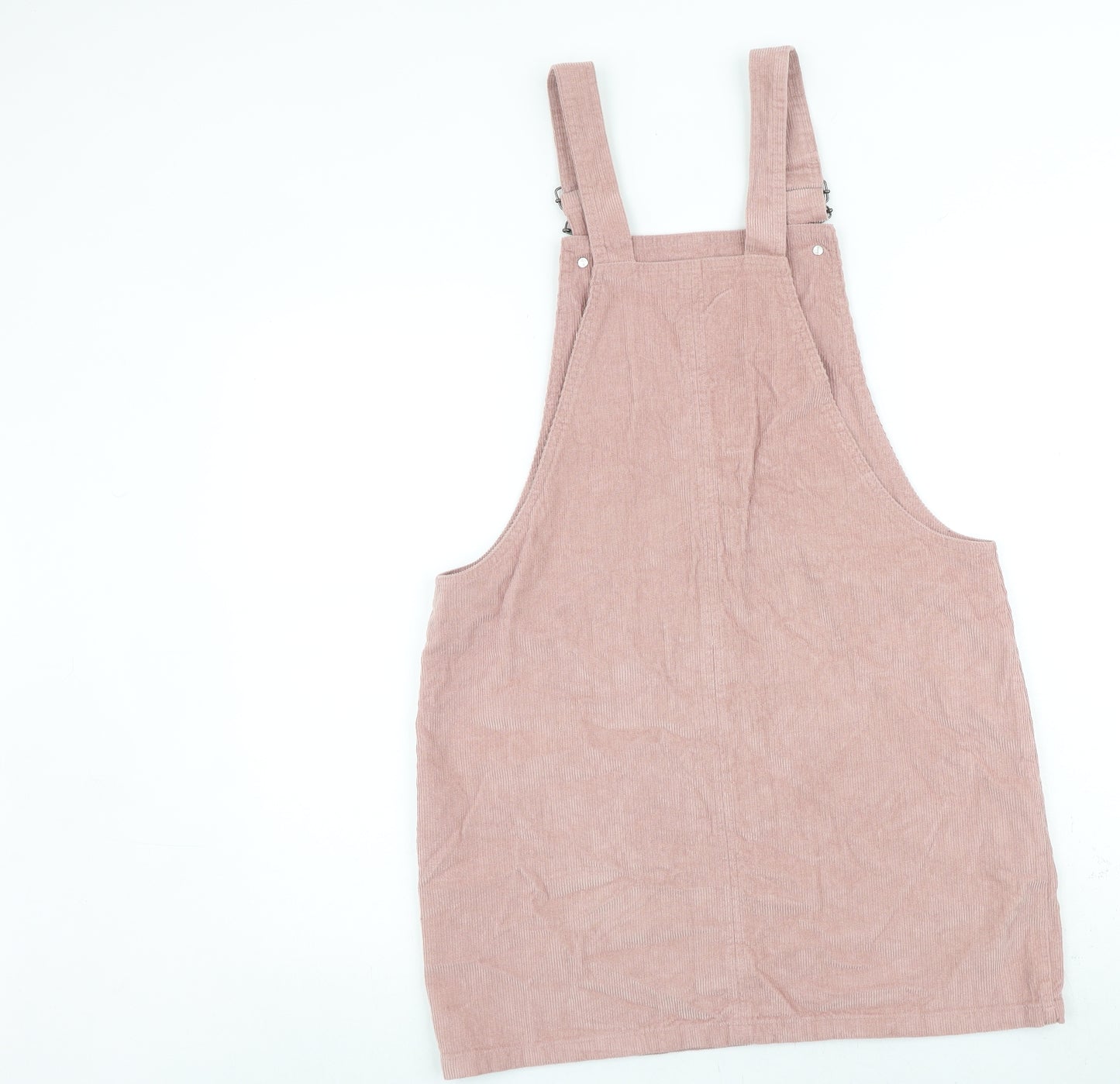 George Womens Pink Cotton Pinafore/Dungaree Dress Size 14 Square Neck Buckle