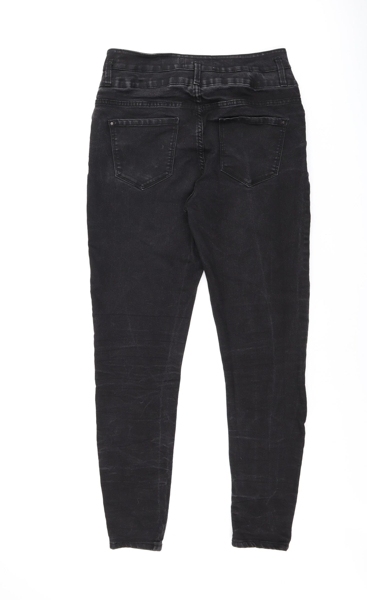 New Look Womens Black Cotton Skinny Jeans Size 14 L26 in Regular Zip