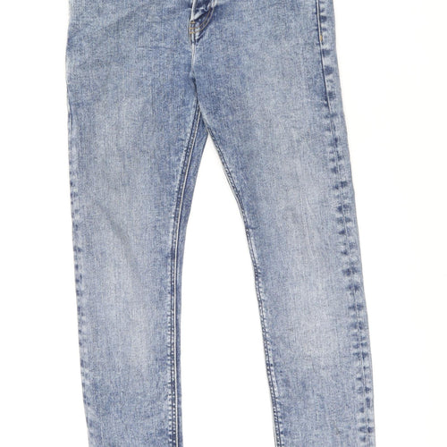 Calvin Klein Mens Blue Cotton Straight Jeans Size 28 in L32 in Slim Zip