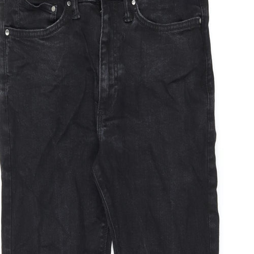 Marks and Spencer Mens Black Cotton Straight Jeans Size 32 in L31 in Slim Zip