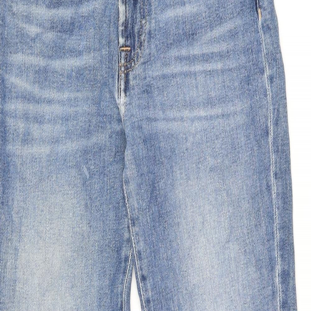 7 For All Mankind Womens Blue Cotton Tapered Jeans Size 27 in L26.5 in Regular Zip