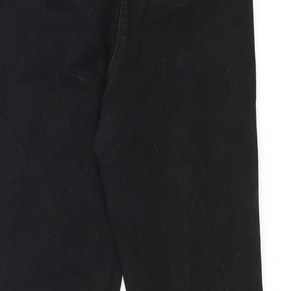 Papaya Womens Black Cotton Skinny Jeans Size 14 L26 in Regular Zip - Raw Hem