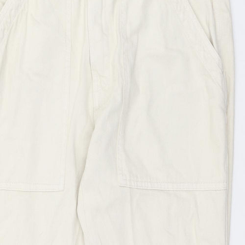 Zara Womens Ivory Cotton Straight Jeans Size L L25 in Regular Zip